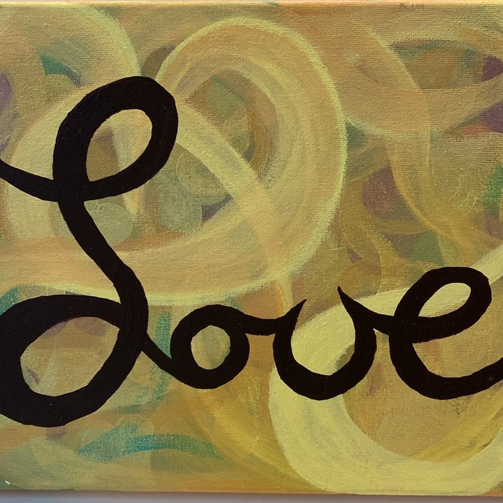 “Love” 12” x 9” Original Handmade Painting Wall Art Home Decor NWOT - Picture 2 of 11
